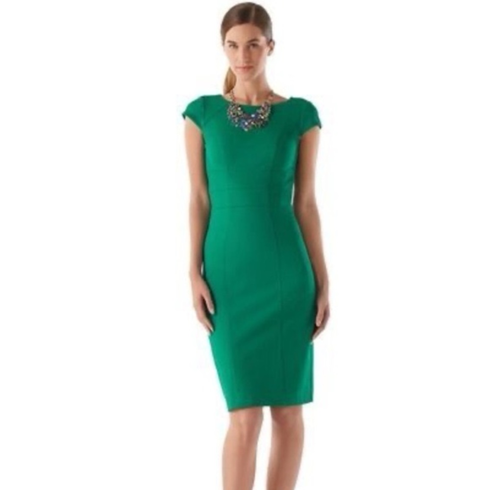 White House Black Market Emerald sheath Dress w Cap Sleeves